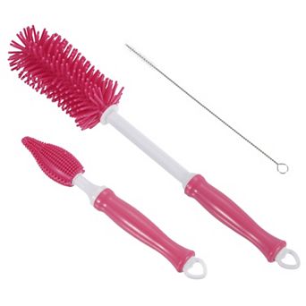 Silicone Bottle Cleaning Brush, Set of 3 Long Handle Bottles Brush Cleaner Kit Straw Cleaning Brush