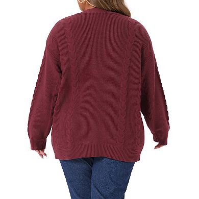 Plus Size Women's V Neck Button Down Cardigan Sweaters Long Sleeve Knit Cardigans Oversized Jacket