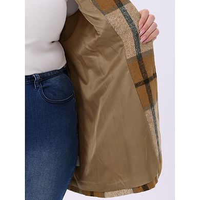 Plus Size Plaid Vest for Curvy Women Notched Lapel Checkered Sleeveless Long Vest Jacket Outerwear