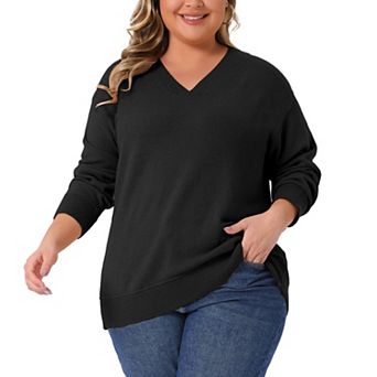 Plus Size Sweater for Women Long Sleeve V Neck Fall Knit Casual Basic Pullover Sweater Tops
