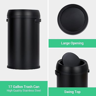 Rotating lid trash can, anti-fingerprint stainless steel trash can, suitable for outdoor home office