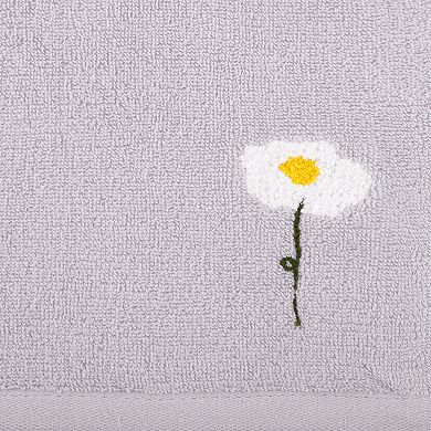 1Pc Floral Pattern Hand Towel Flower Embroidered Absorbent Towel for Bathroom 13"x30"