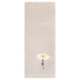 1 pc Floral Pattern Hand Towel Flower Embroidered Absorbent Towel for Bathroom 13"x30"