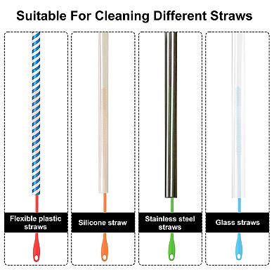 12.5" Silicone Bottle Brush with 2 Straw Brush, Cleaner Brushes for Cleaning Narrow Neck Containers