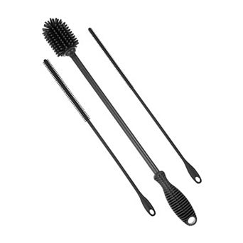 12.5" Silicone Bottle Brush with 2 Straw Brush, Cleaner Brushes for Cleaning Narrow Neck Containers