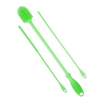 12.5" Silicone Bottle Brush with 2 Straw Brush, Cleaner Brushes for Cleaning Narrow Neck Containers