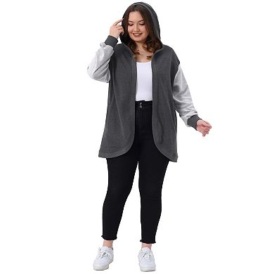 Plus Size Women's Hooded Open Front Sweatshirt Jacket with Pockets Oversized Long Sleeve Hoodies