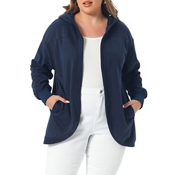 Plus Size Women's Hooded Open Front Sweatshirt Jacket with Pockets Oversized Long Sleeve Hoodies