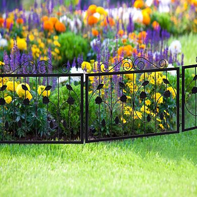 6-Pack Decorative Garden Fences, Metal Tall Fence Borders for Flower Beds, Patios, Yards