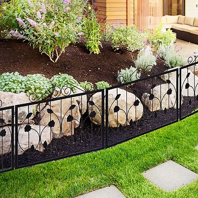 6-Pack Decorative Garden Fences, Metal Tall Fence Borders for Flower Beds, Patios, Yards