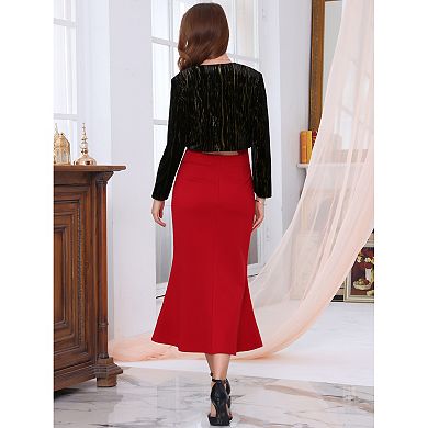Women's Evening Shrug Velvet Gilding Long Sleeve Open Front Elegant Cocktail Bolero