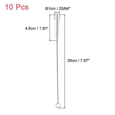Straw Cleaner Brush, 8" Nylon Tube Pipe Cleaner, Stainless Steel Long Straw Brush for Drinking Straw