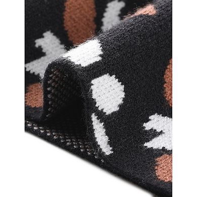 Women's Plus Size Floral Print Long Sleeve Sweaters Cozy Knit Mock Neck Pullover Fall Sweater Top