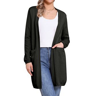 Long Cardigan Sweater for Women's Long Sleeve Open Front Lightweight Knit Cardigans