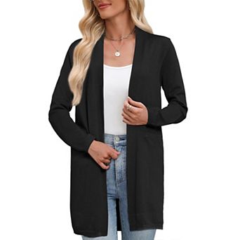 Long Cardigan Sweater for Women's Long Sleeve Open Front Lightweight Knit Cardigans