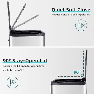 Ladder-type trash can with lid and removable inner bucket, suitable for home, outdoor and office