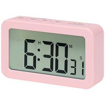 Small Loud Alarm Clock, Battery Operated for Bedroom, Snooze, 12/24H Desk Clock, 3.3x2x0.8 inch