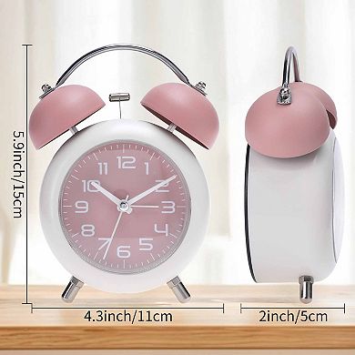 Old Fashioned Circle Loud Alarm Clock with Night Light Battery Operated, 5.9x4.3x2 inch