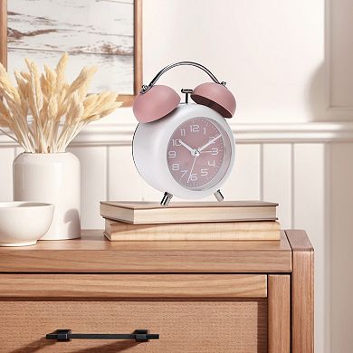Old Fashioned Circle Loud Alarm Clock with Night Light Battery Operated, 5.9x4.3x2 inch