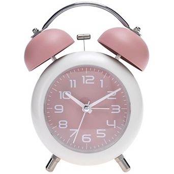 Old Fashioned Circle Loud Alarm Clock with Night Light Battery Operated, 5.9x4.3x2 inch