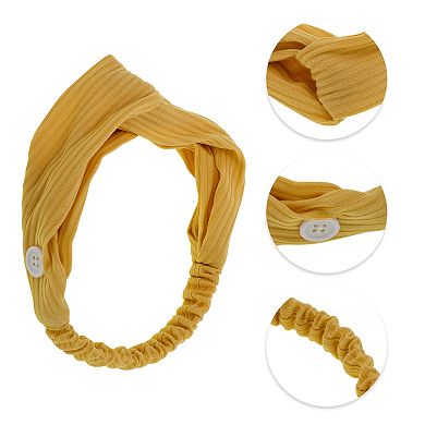 Button Stripe Elastic Headwrap for Women 1 Pc