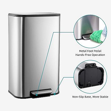 Ladder-type trash can with lid and removable inner bucket, suitable for home, outdoor and office