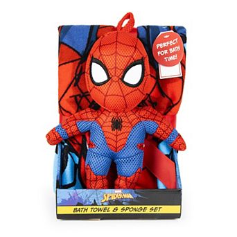 Marvel Spiderman 2 pc Bath Towel & Sponge Set