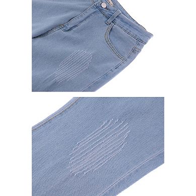 Women's Distressed Flared Jeans Pants