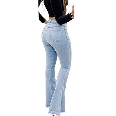Women's Distressed Flared Jeans Pants