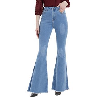 Women's Distressed Flared Jeans Pants