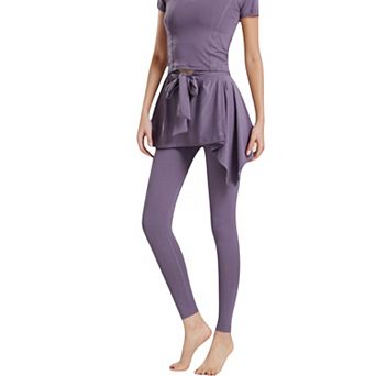Women's Full-Length Leggings with Attached Tie-Front Skirt Overlay for Active and Casual Looks