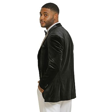 Stacy Adams Men's Velvet Blazer with Rhinestone-Embedded Peak Lapel