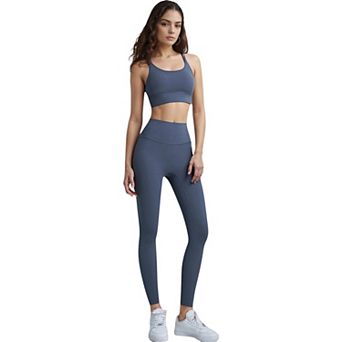 Women's High Waist Full-Length Leggings with Wide Waistband and Seamless Compression Fit