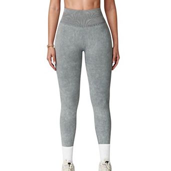 Women's Seamless Ribbed High Waist Full Length Leggings with Compression Fit