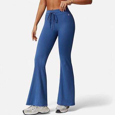 Women's High Waist Flare Athletic Pants with Drawstring Waist