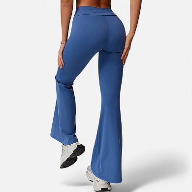 Women's High Waist Flare Athletic Pants with Drawstring Waist