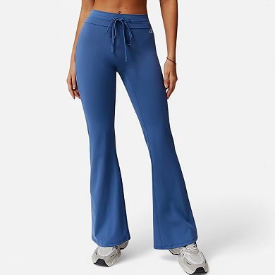 Women's High Waist Flare Athletic Pants with Drawstring Waist
