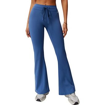 Women's High Waist Flare Athletic Pants with Drawstring Waist