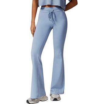 Women's High Waist Flare Athletic Pants with Drawstring Waist