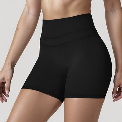 Women's High Waist Seamless Biker Shorts with Wide Waistband and Stretch Fit for Active Comfort