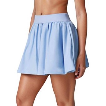 Women's High Waist Pleated Mini Skirt with Wide Waistband and Side Pockets