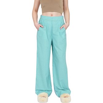 Women's Vertical Red Stripe Wide Leg Pants with High Rise Waistband Relaxed Fit