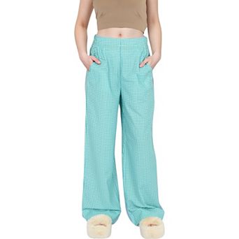 Women's Vertical Red Stripe Wide Leg Pants with High Rise Waistband Relaxed Fit