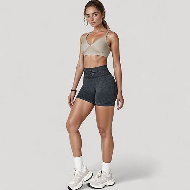 Women's High Waist Ribbed Seamless Biker Shorts with Stretch Fabric and Smooth Fit