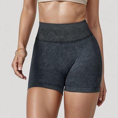 Women's High Waist Ribbed Seamless Biker Shorts with Stretch Fabric and Smooth Fit
