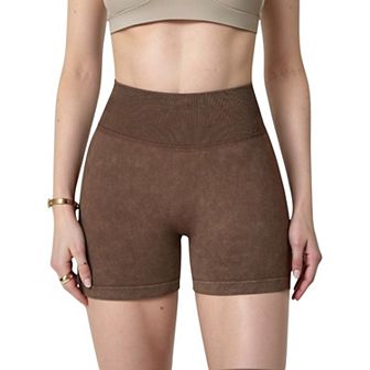 Women's High Waist Ribbed Seamless Biker Shorts with Stretch Fabric and Smooth Fit