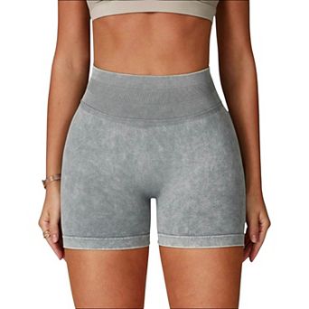 Women's High Waist Ribbed Seamless Biker Shorts with Stretch Fabric and Smooth Fit