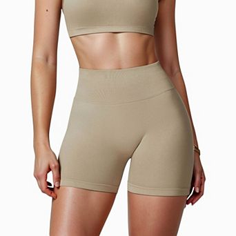 Women's High Waist Compression Biker Shorts with Sculpting Seam Detail and Stretch Fit Fabric