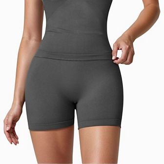 Women's High Waist Compression Biker Shorts with Sculpting Seam Detail and Stretch Fit Fabric