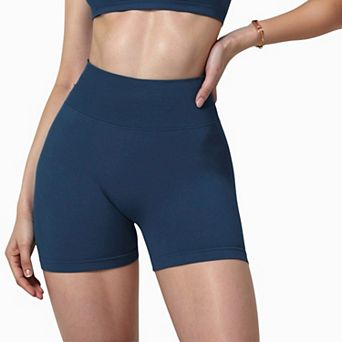 Women's High Waist Compression Biker Shorts with Sculpting Seam Detail and Stretch Fit Fabric